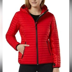 Pajar Starling Hooded Quilted Packable Raincoat Current Red